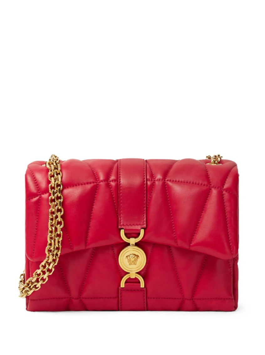 VERSACE RED KLEIO QUILTED SHOULDER BAG