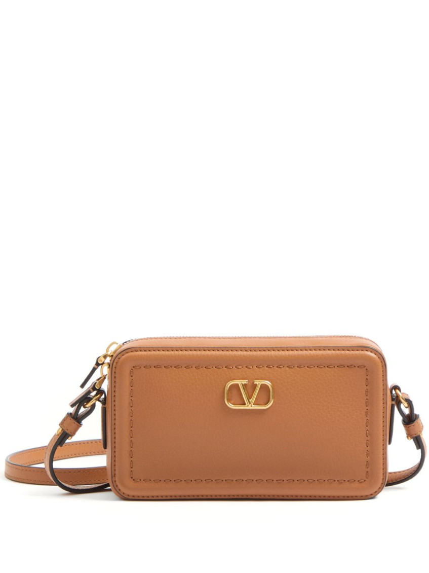 Valentino Garavani Garavani Alltime Mini Shoulder Bag In Grainy Calfskin Woman Almond Uni In Brown