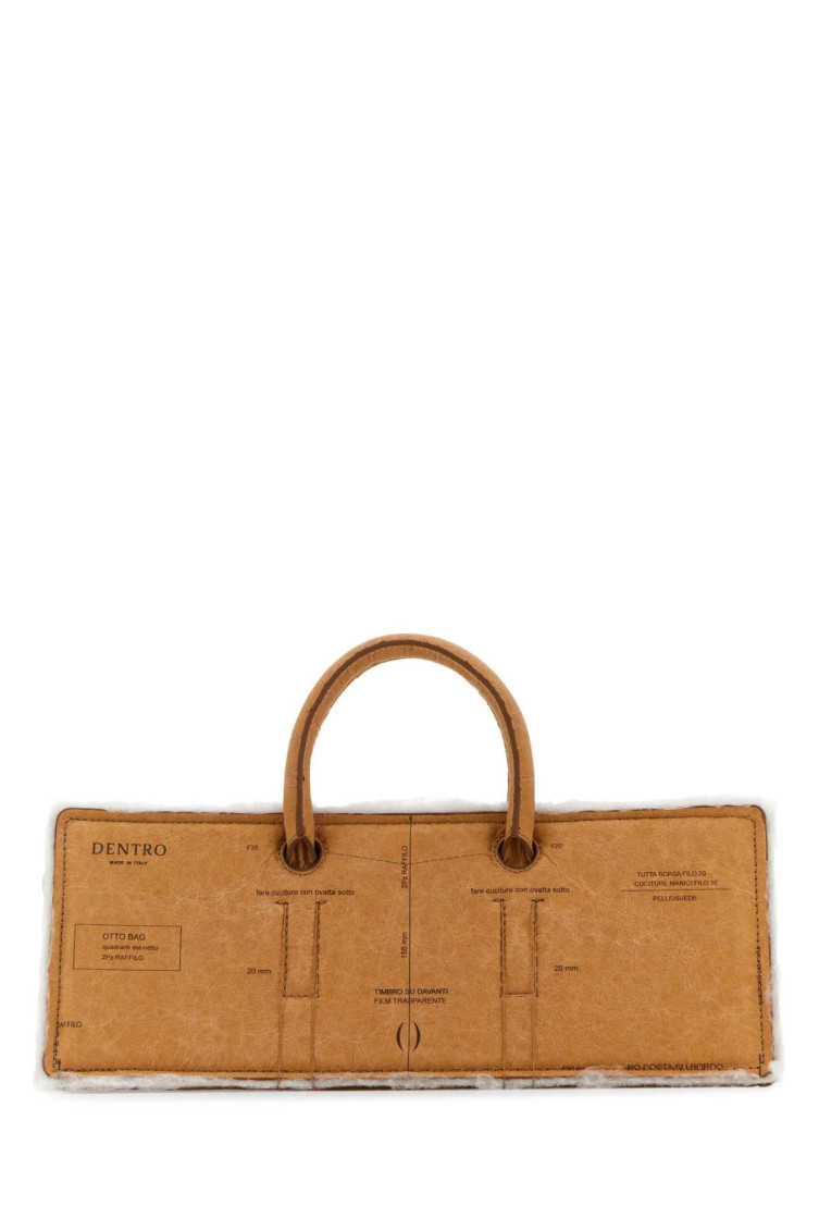 Dentro Printed Paper Handbag In Bronze