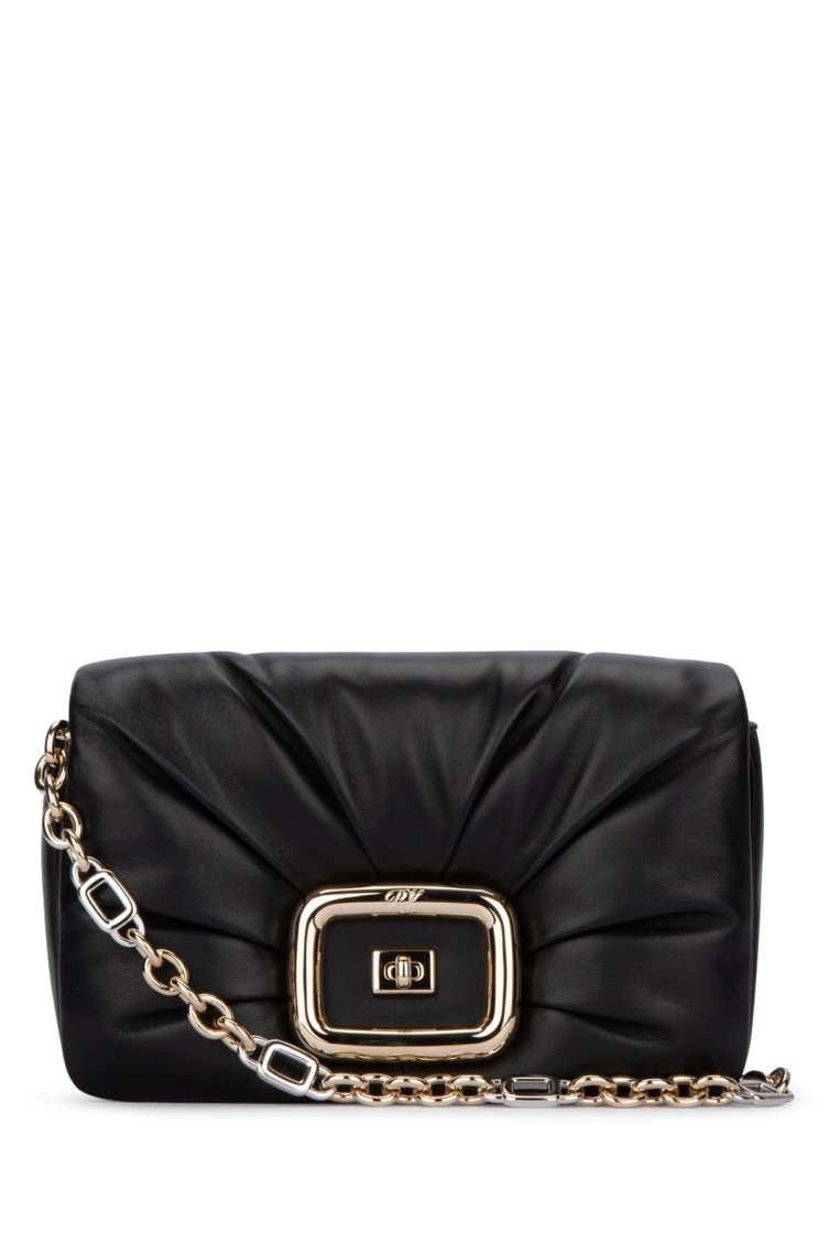 Roger Vivier Quilted Chain Shoulder Bag In Black