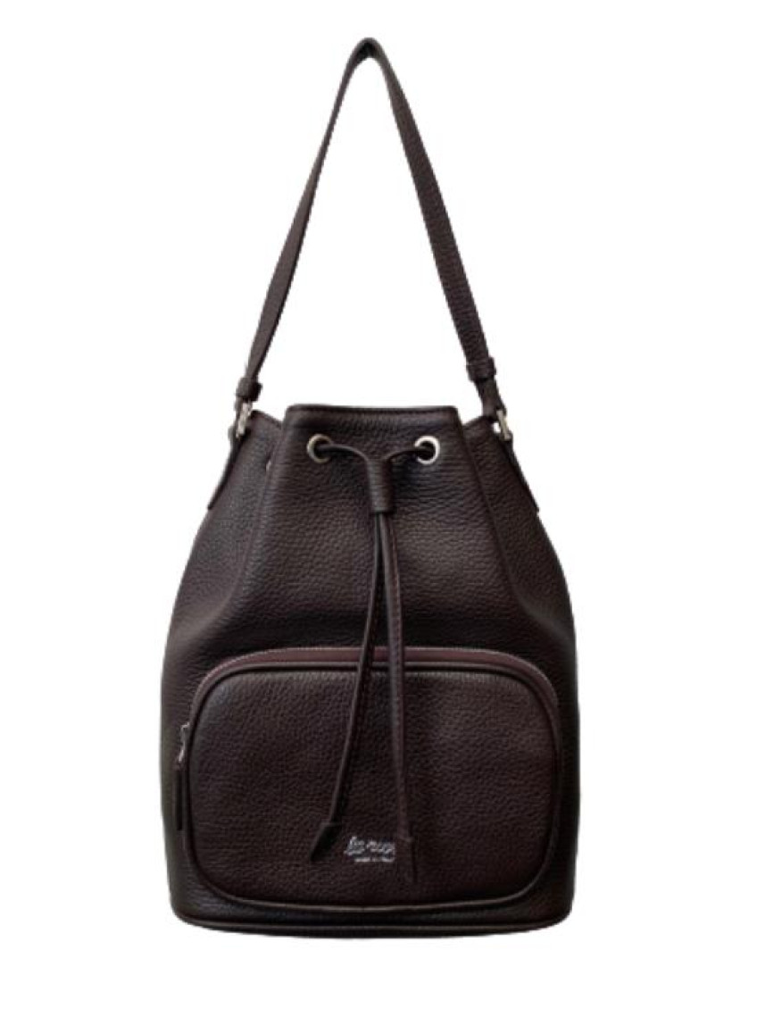 La Rose Drawstring Satchel Bucket Bag In Brown