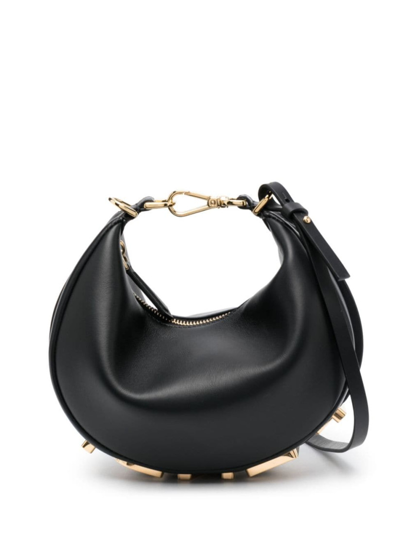 Fendi Black Graphy Mini Leather Shoulder Bag In Black