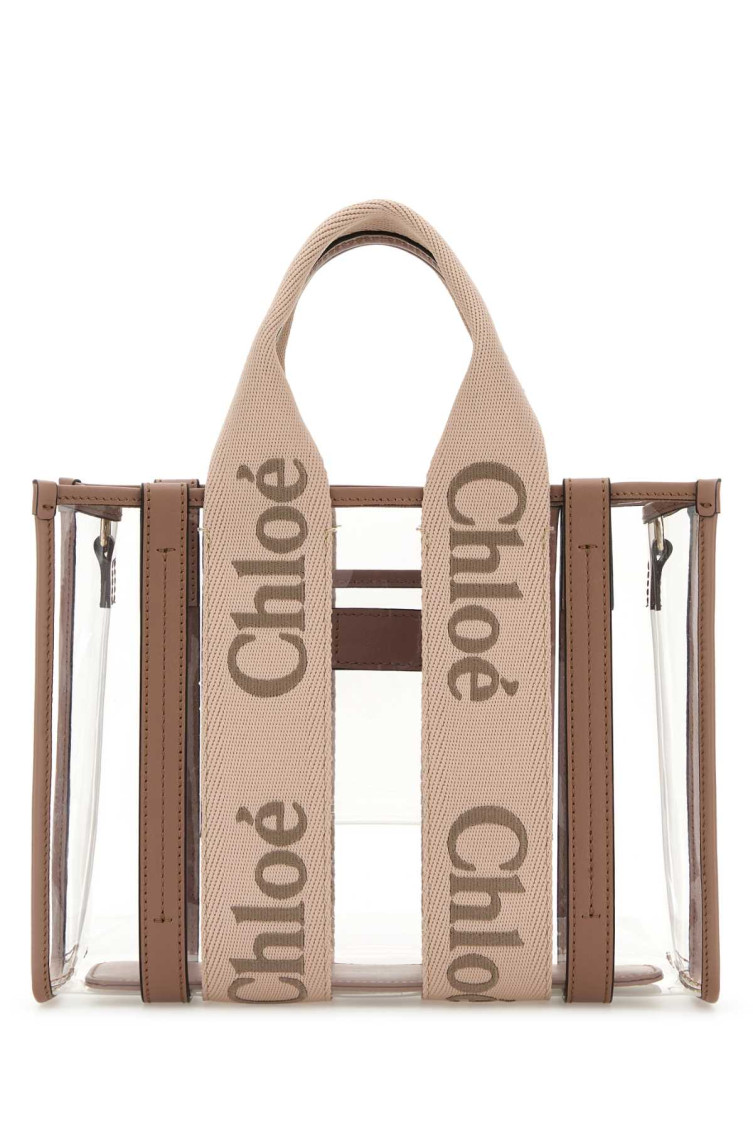 Chloé Chloe Women Two-tone Rubber And Leather Small Woody Shopping Bag