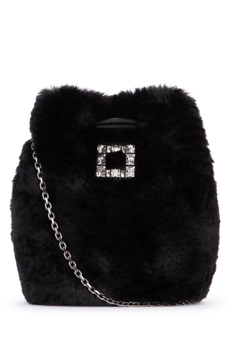Roger Vivier Black Embellished Bucket Bag In Black