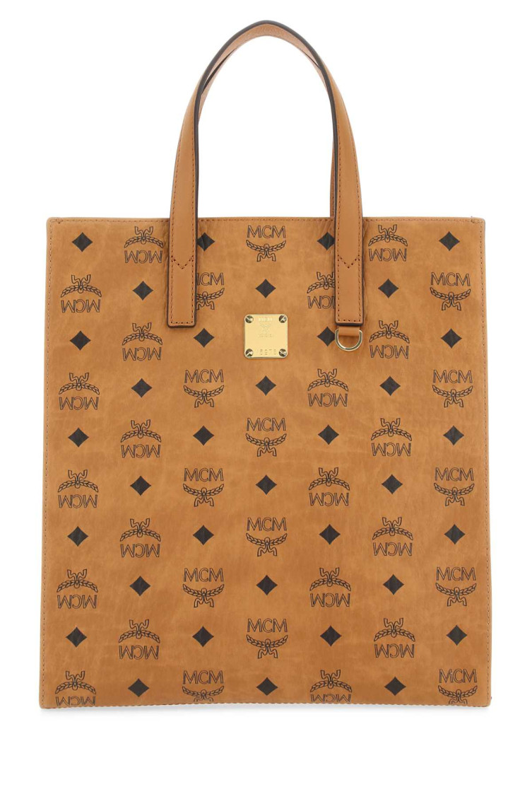 Mcm Women Printed Canvas Small Aren Shopping Bag In Brown
