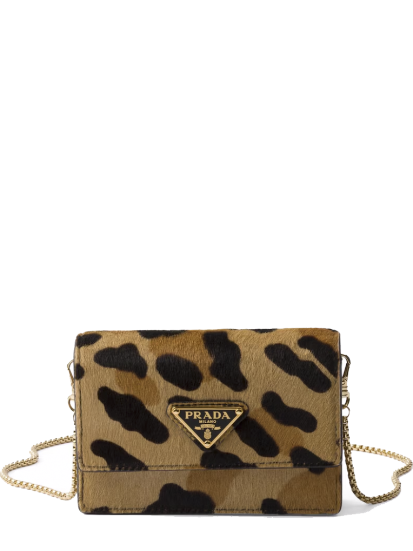 Prada Leopard Print Logo Crossbody Bag In Brown