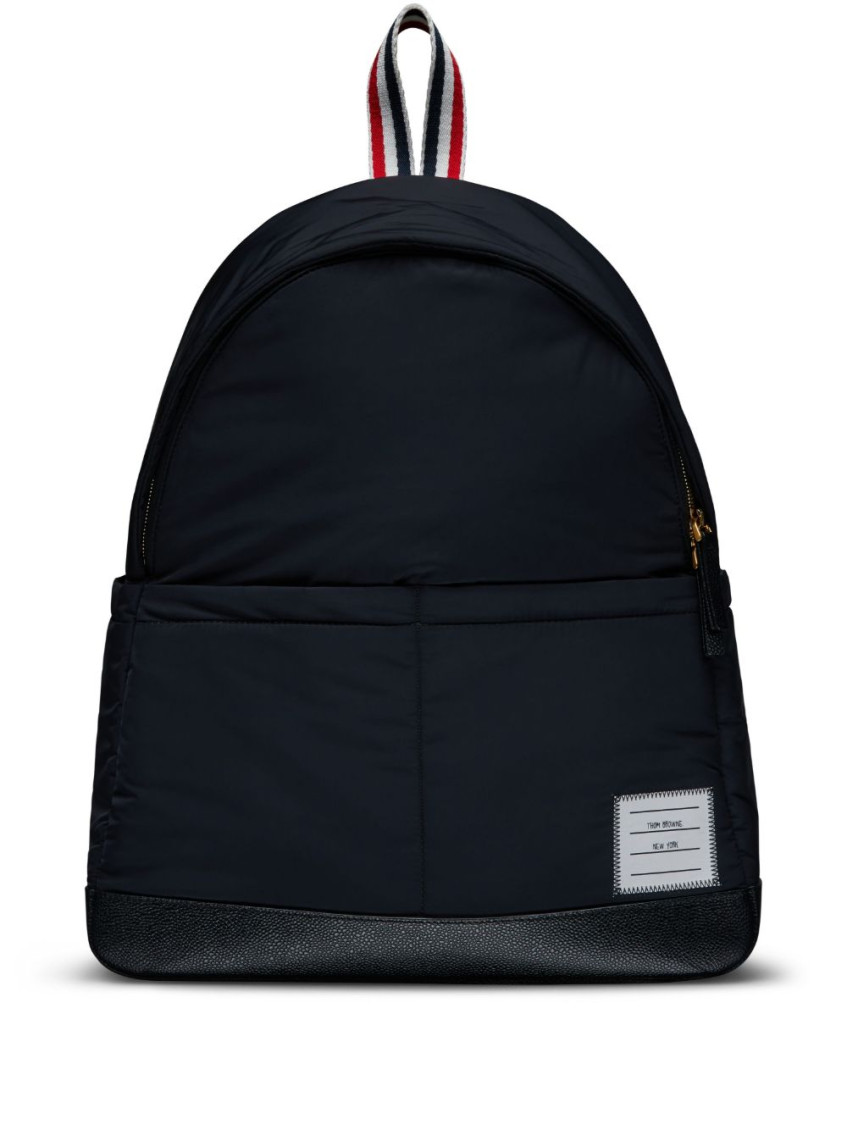 Thom Browne Black Poly Twill Multipocket Backpack In Black