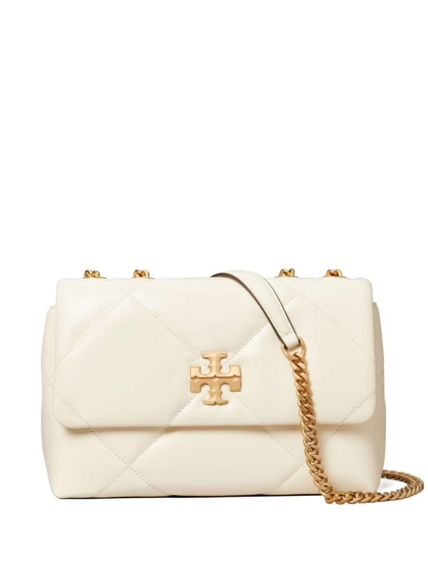 Tory Burch Small Kira Diamond Quilted Convertible Leather Shoulder Bag In White