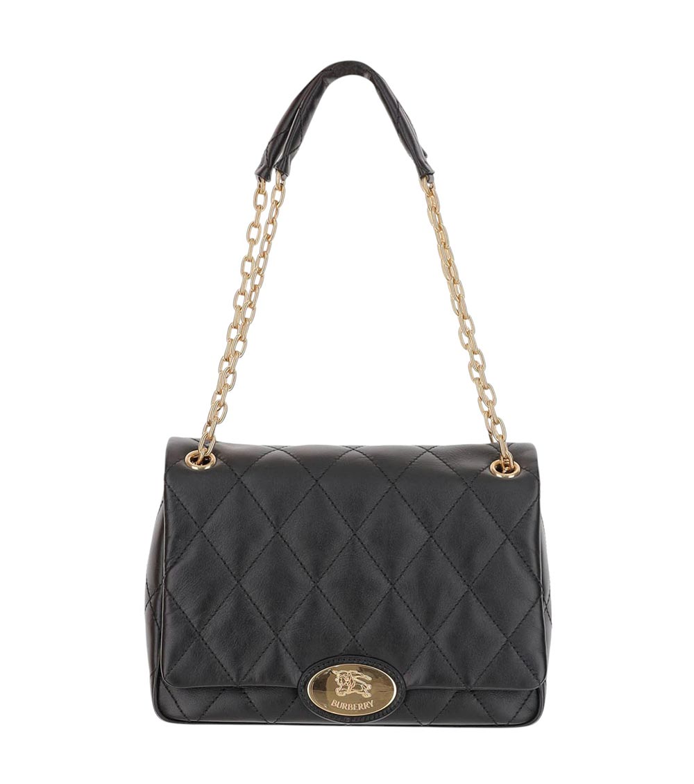 Burberry Black Logo Medium Shoulder Bag In Black