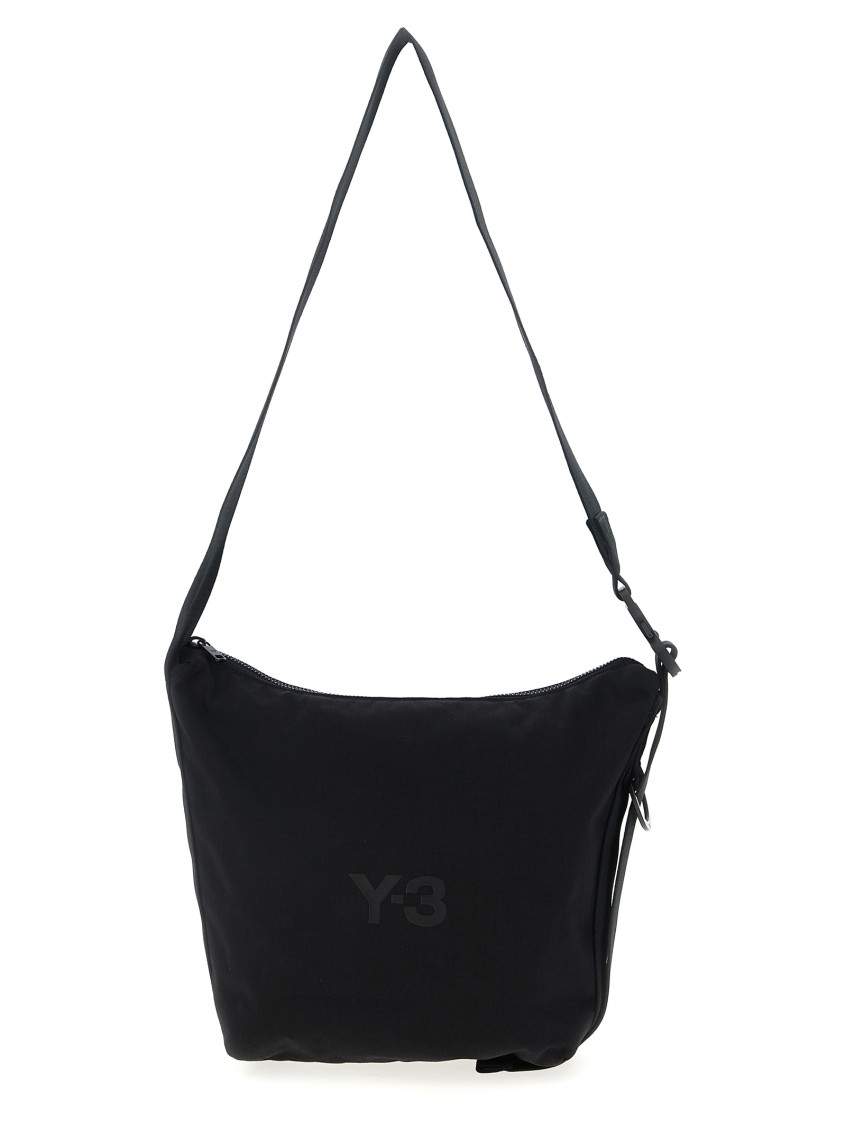 Y-3 Small Crossbody Bag With Adjustable Strap And Front Zipper Pocket In Black