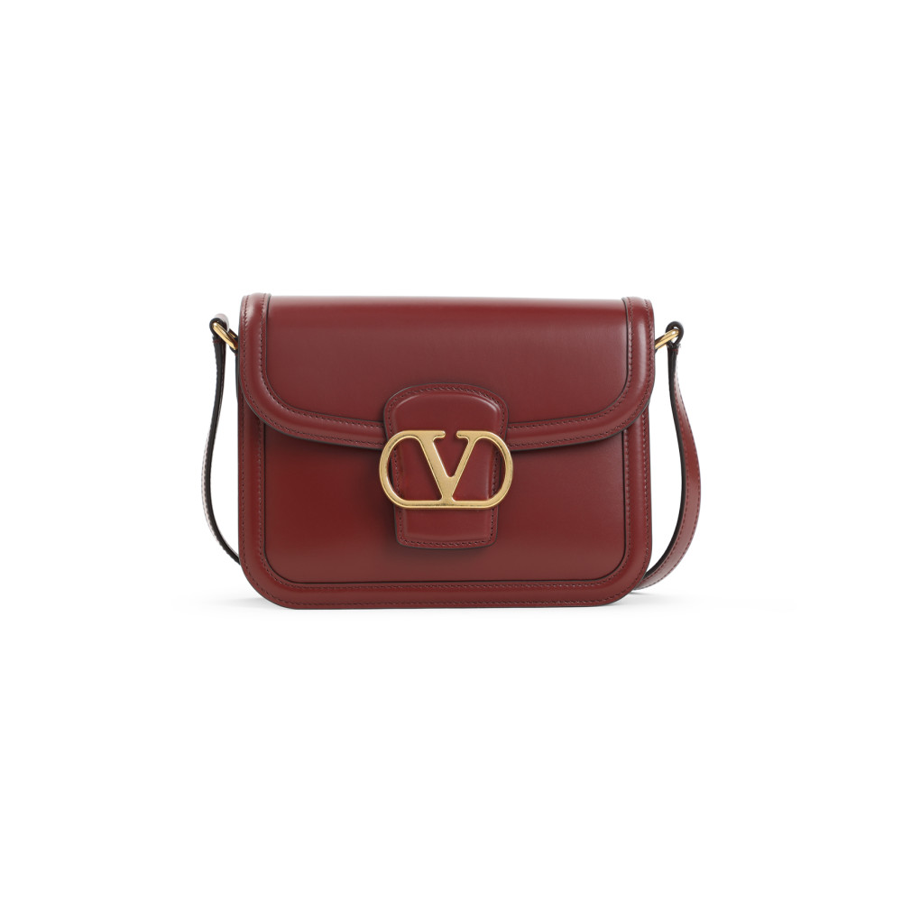 Valentino Womens Brick Ruby 9to5 Small Leather Shoulder Bag In Burgundy