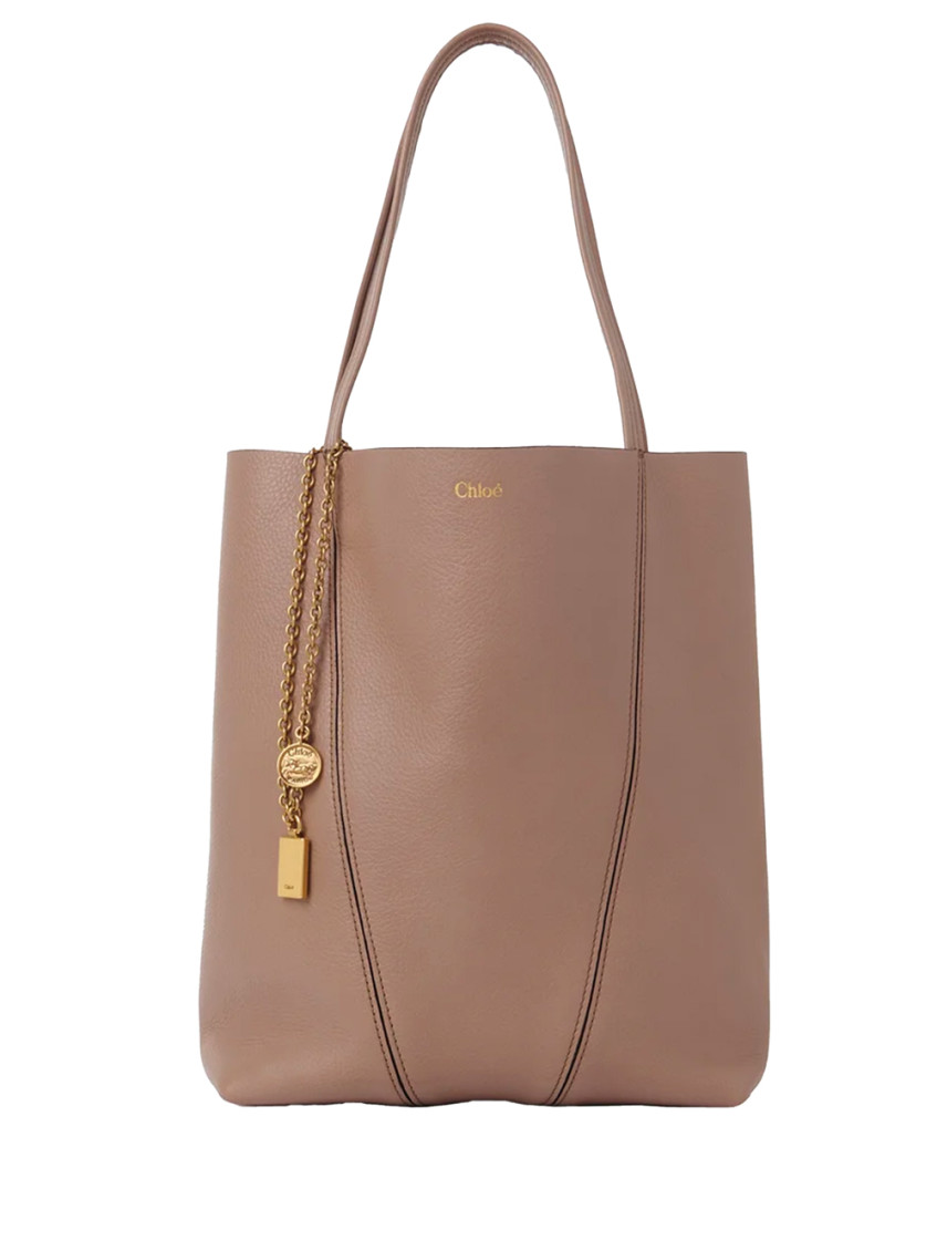 Chloé Medium Spin Leather Chain-detail Tote Bag In Pink