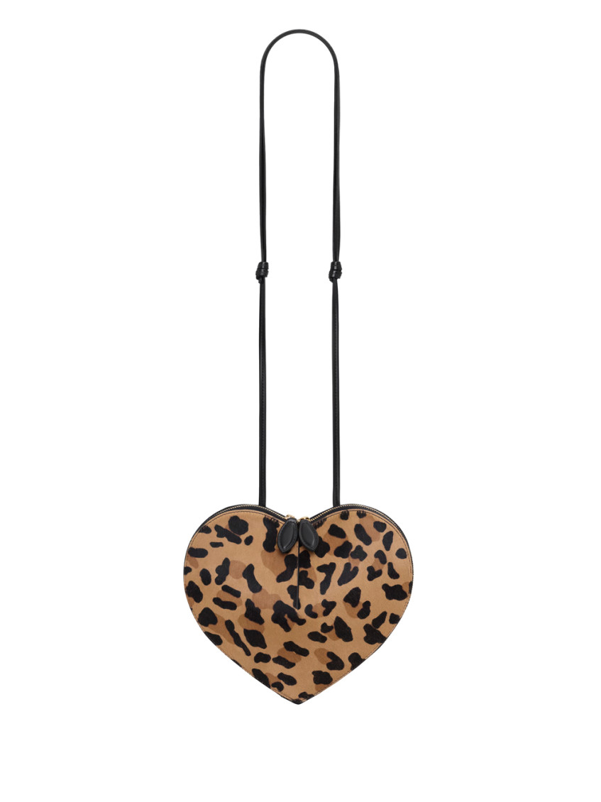 Alaïa Le Coeur Leopard-print Leather-trimmed Calf Hair Shoulder Bag In Brown