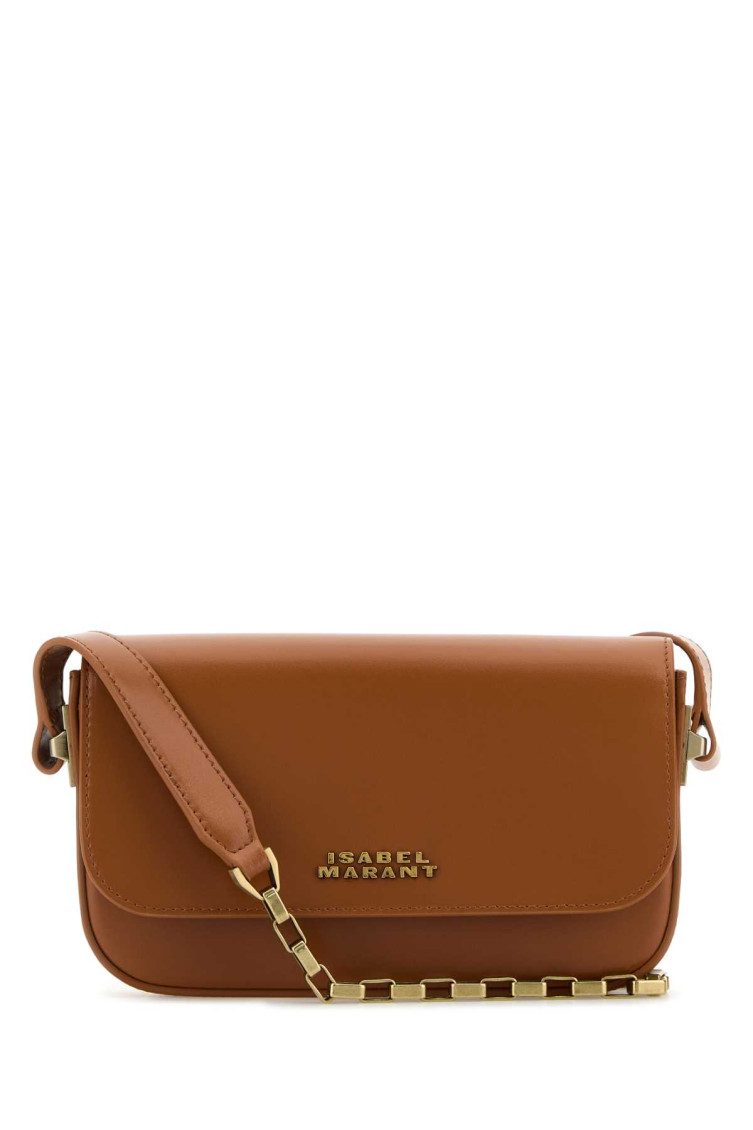 Shop Isabel Marant Caramel Leather Lizza Shoulder Bag In Beige