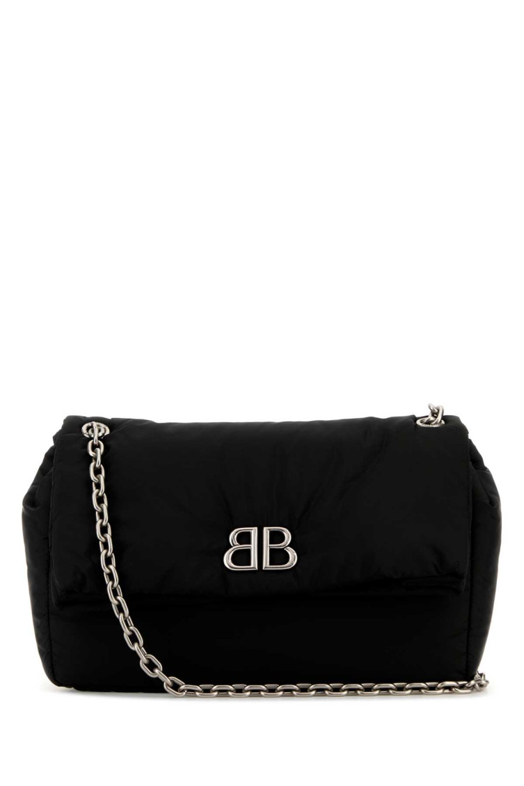 ショルダーバッグ・ポシェット BALENCIAGA Black nylon medium Monaco shoulder bag BALENCIAGA Nylon Monaco Shoulder Bag BLACK | Base Blu