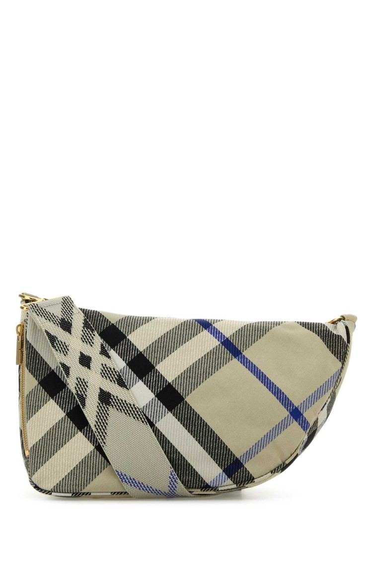 Burberry Women Embroidered Fabric Medium Shield Crossbody Bag In Grey