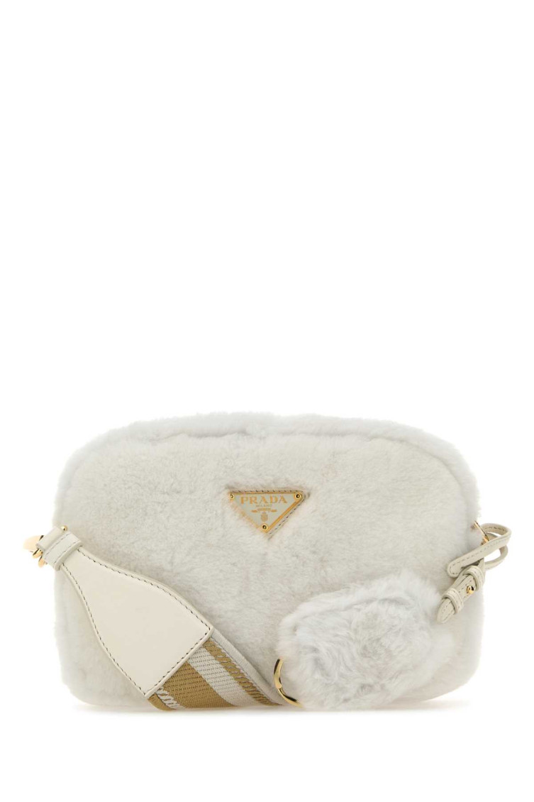 Prada Women White Shearling Crossbody Bag In White