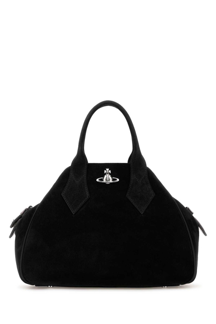 Vivienne Westwood Structured Pebbled Texture Shoulder Bag With Dual Handles In Black