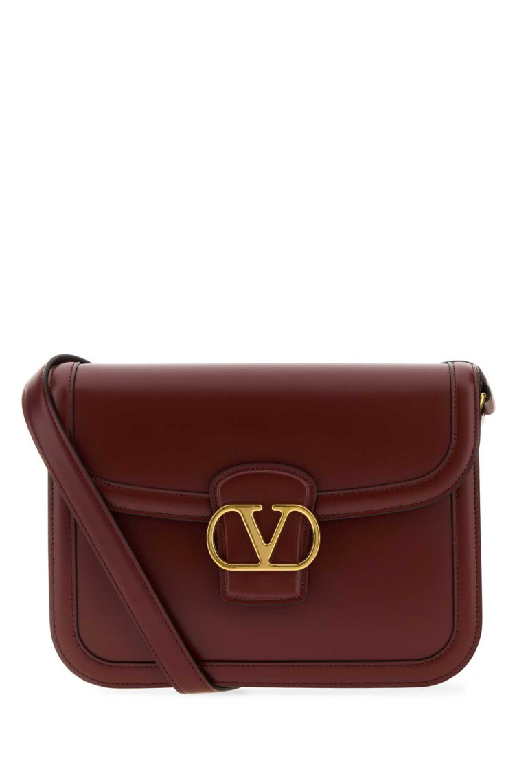 Valentino Womens Brick Ruby 9to5 Small Leather Shoulder Bag In Burgundy