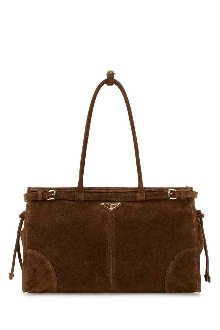 Prada Brown Logo Tote In Brown