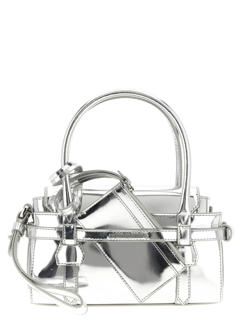 Dsquared2 Twin Mini Handbag Detachable Strap In Silver