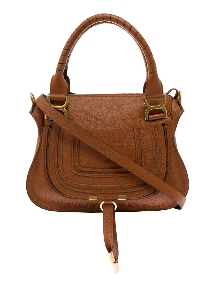 Shop Chloé Brown Mercie Small Satchel Bag