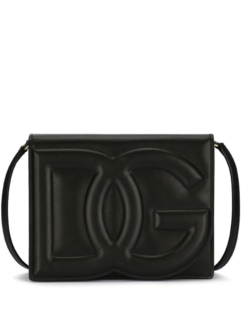 Dolce & Gabbana Women Shoulder Bag With Embossed Logo In Black