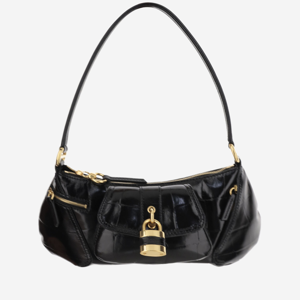 Chloé The 99 Shoulder Bag In Shiny Grained Calfskin In Black