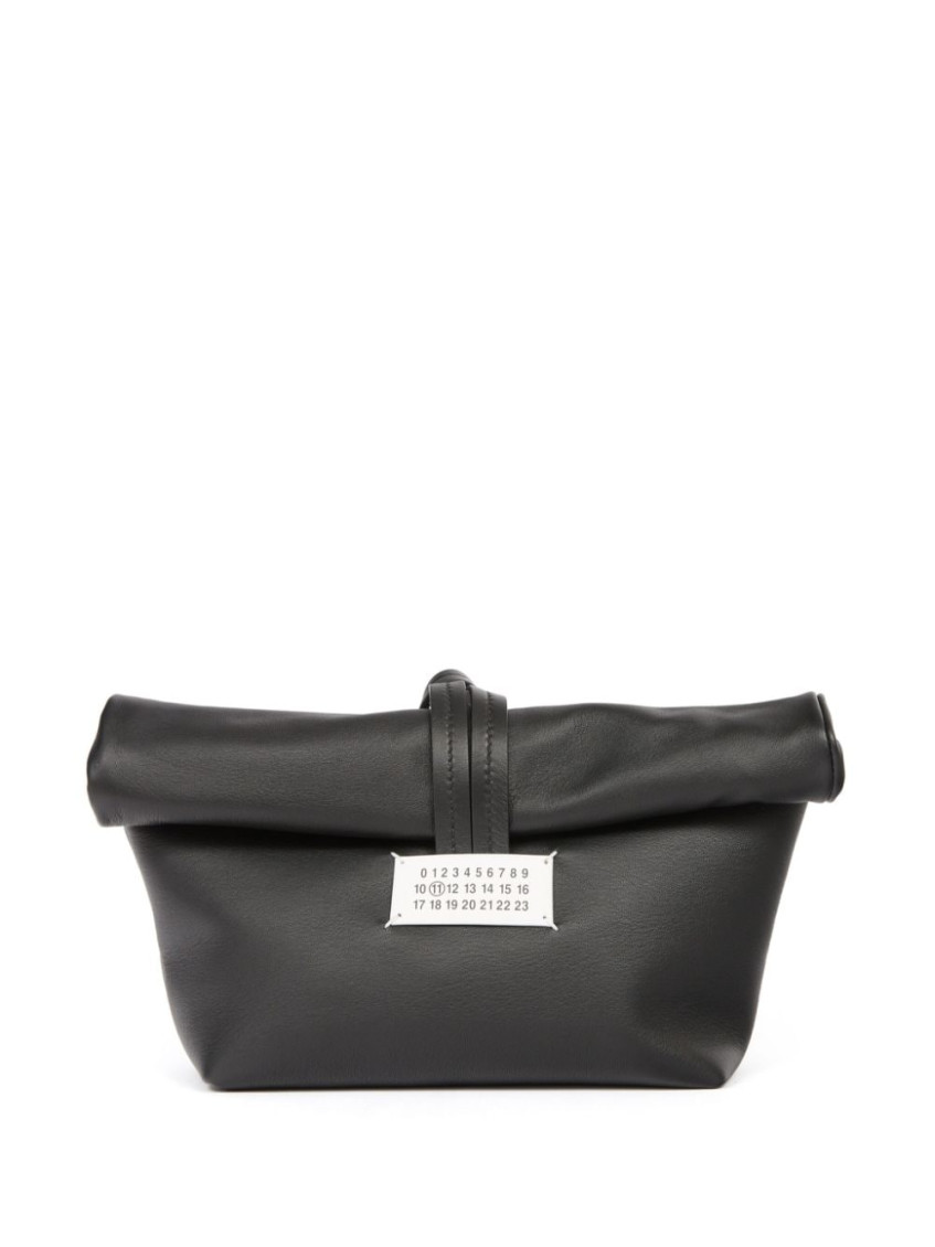 クラッチバッグ Maison Margiela Black leather Paper Bag pouch Maison Margiela Black Paper Clutch