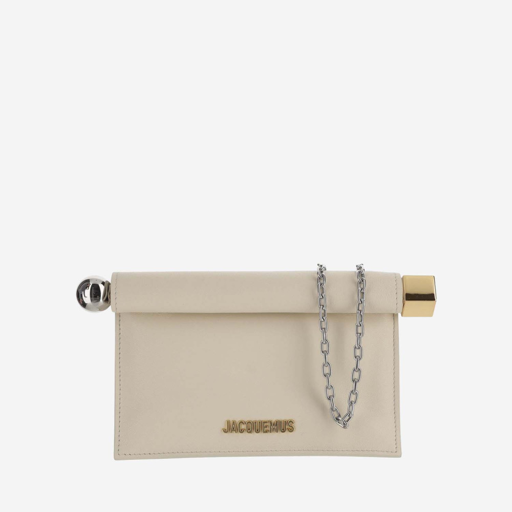 Shop Jacquemus White La Petite Pochette Rond Carr Clutch