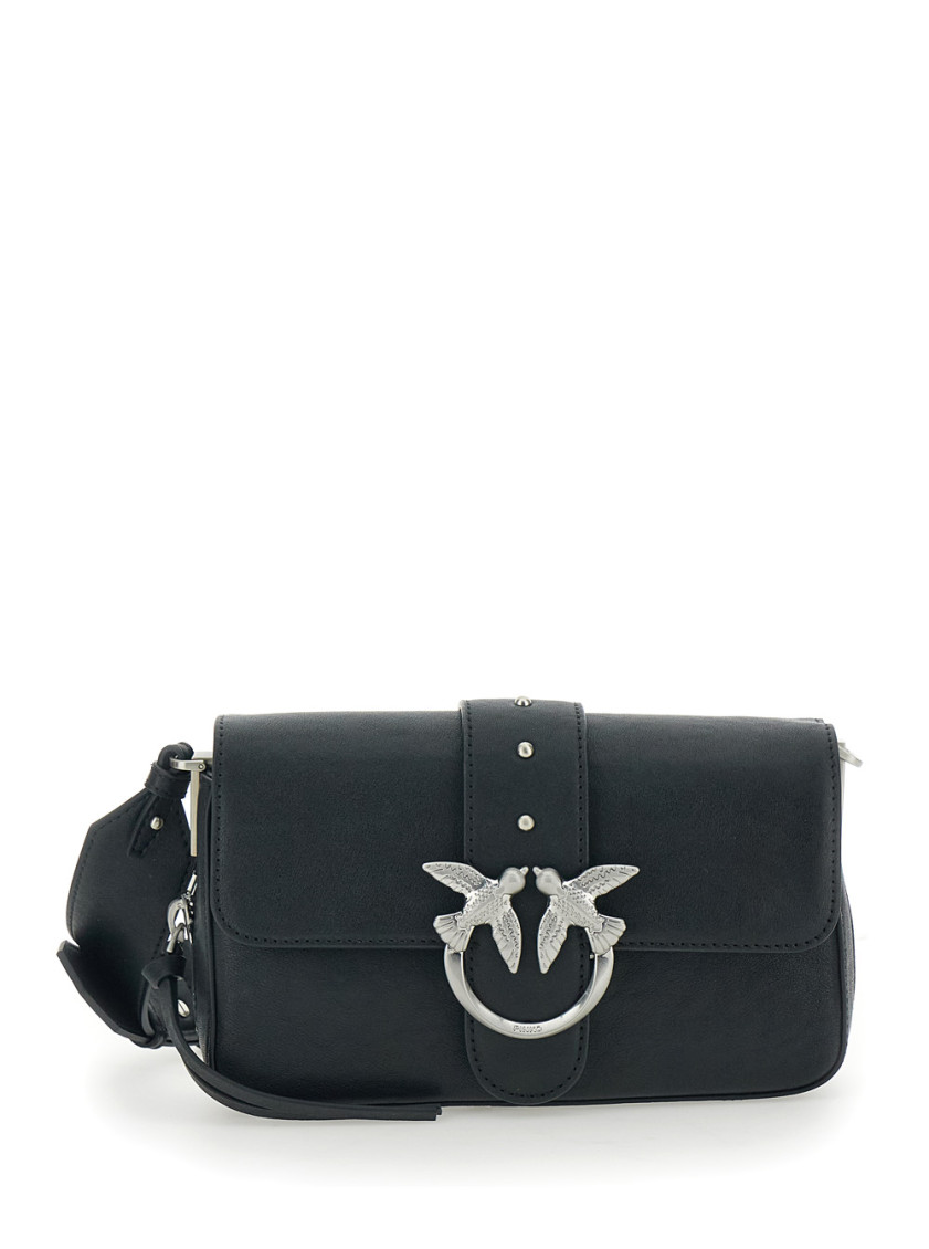 Pinko Mini Love One Slouchy Crossbody Bag In Black