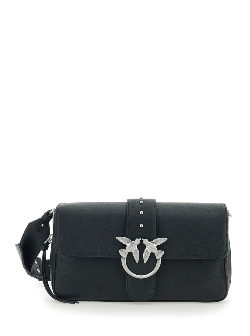 Pinko Mini Love One Slouchy Crossbody Bag In Black