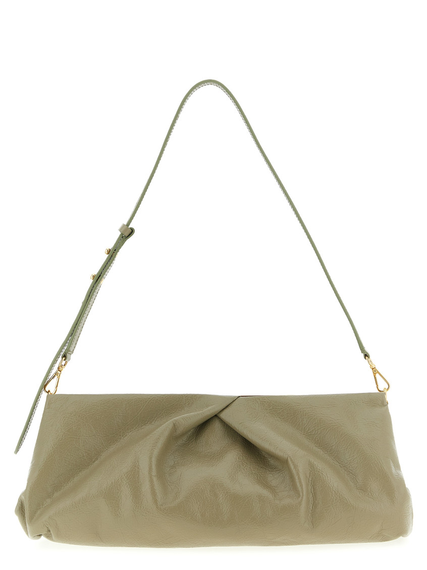 Dries Van Noten Large Textured Clutch Adjustable Strap In Green