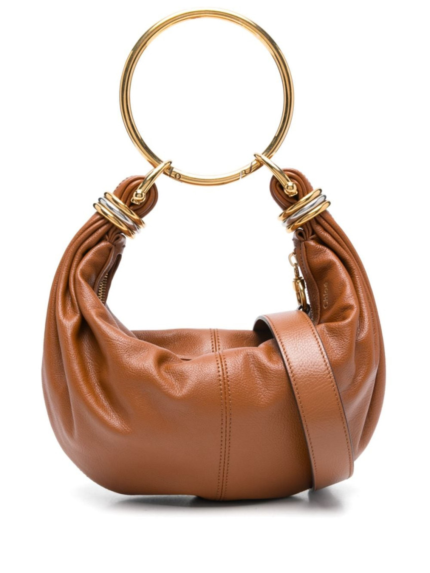 Chloé Small Bracelet Leather Hobo Bag In Brown