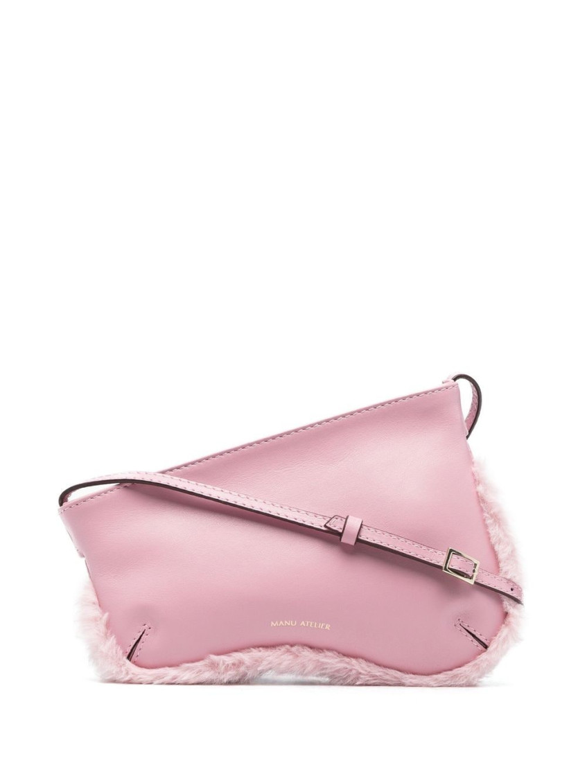 Manu Atelier Peach Pink Mini Curve Bag Shoulder Bag In Peach