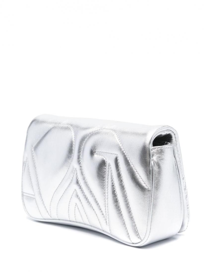 ショルダーバッグ・ポシェット ALEXANDER MCQUEEN SILVER LEATHER SMALL SEAL SHOULDER BAG Alexander McQueen Silver Leather Small Seal Shoulder Bag