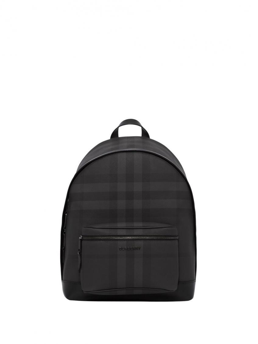 Burberry Black Jett Check Motif Large Backpack In Black