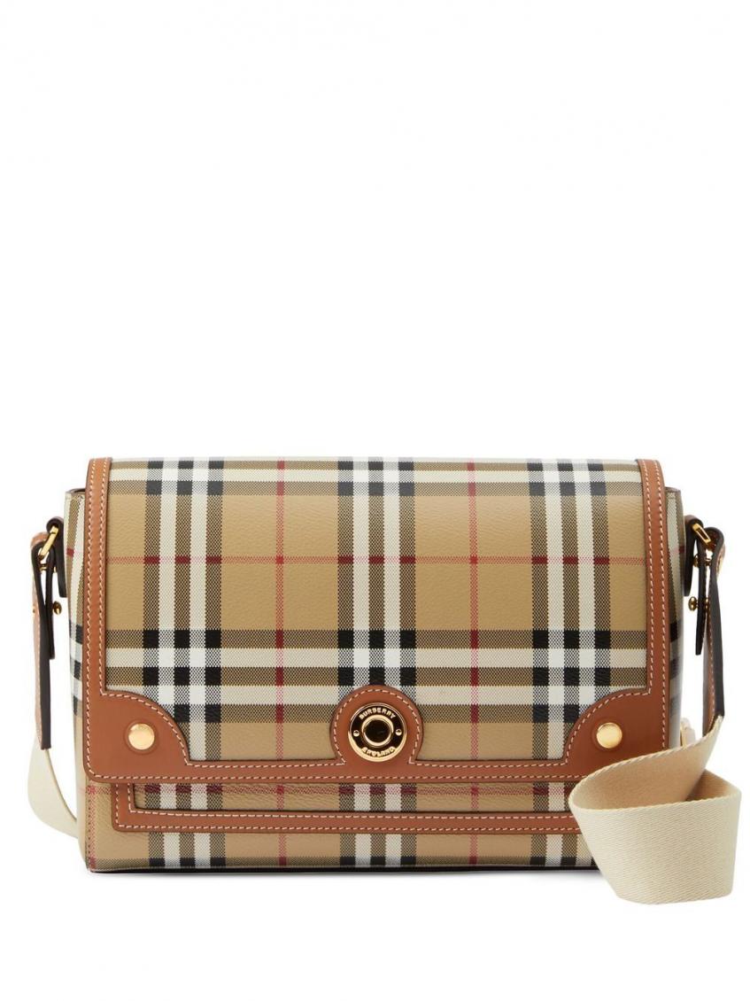 Burberry Medium Note Coated Canvas Crossbody Bag In Brown