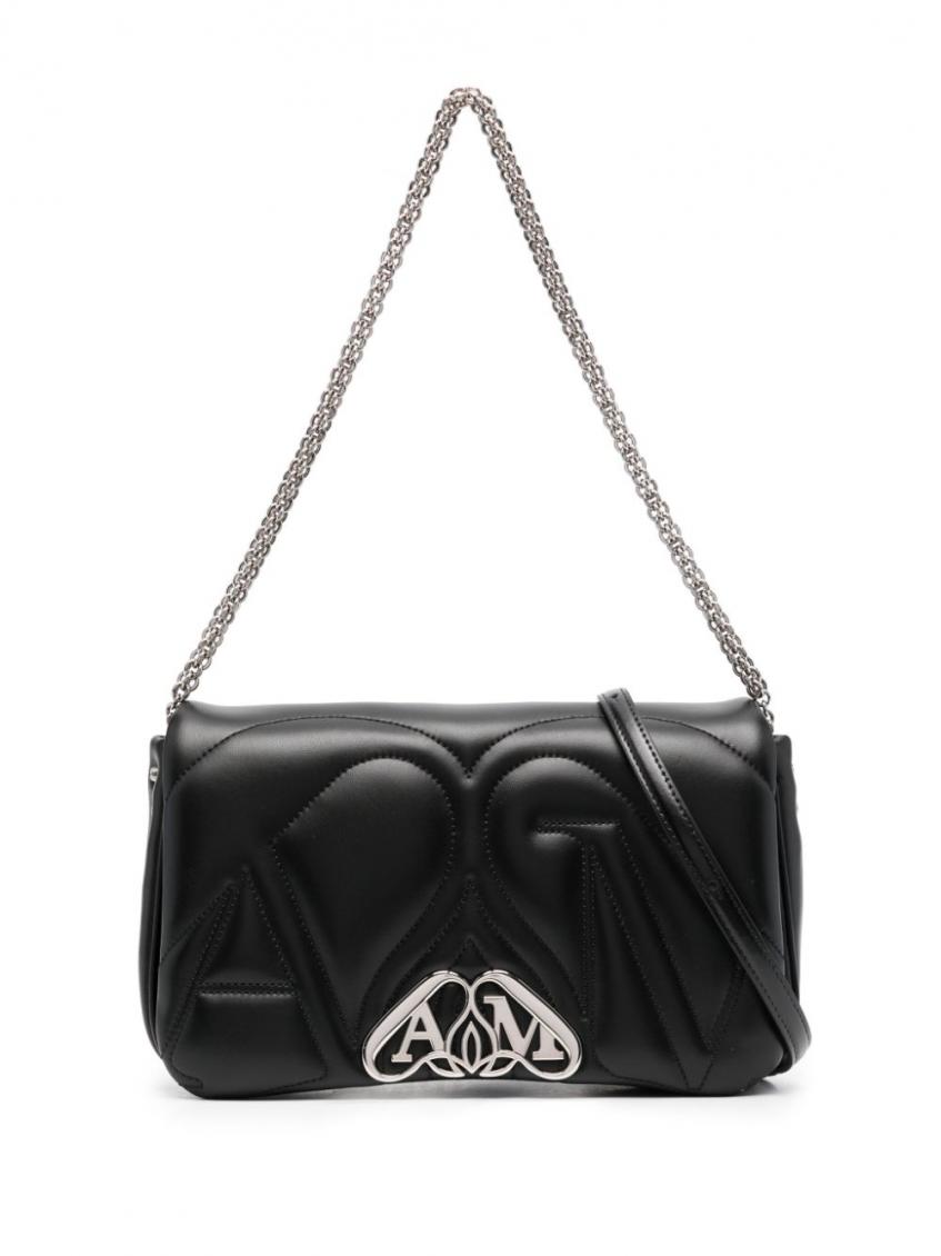 Alexander Mcqueen Black Black The Seal Shoulder Bag In Black