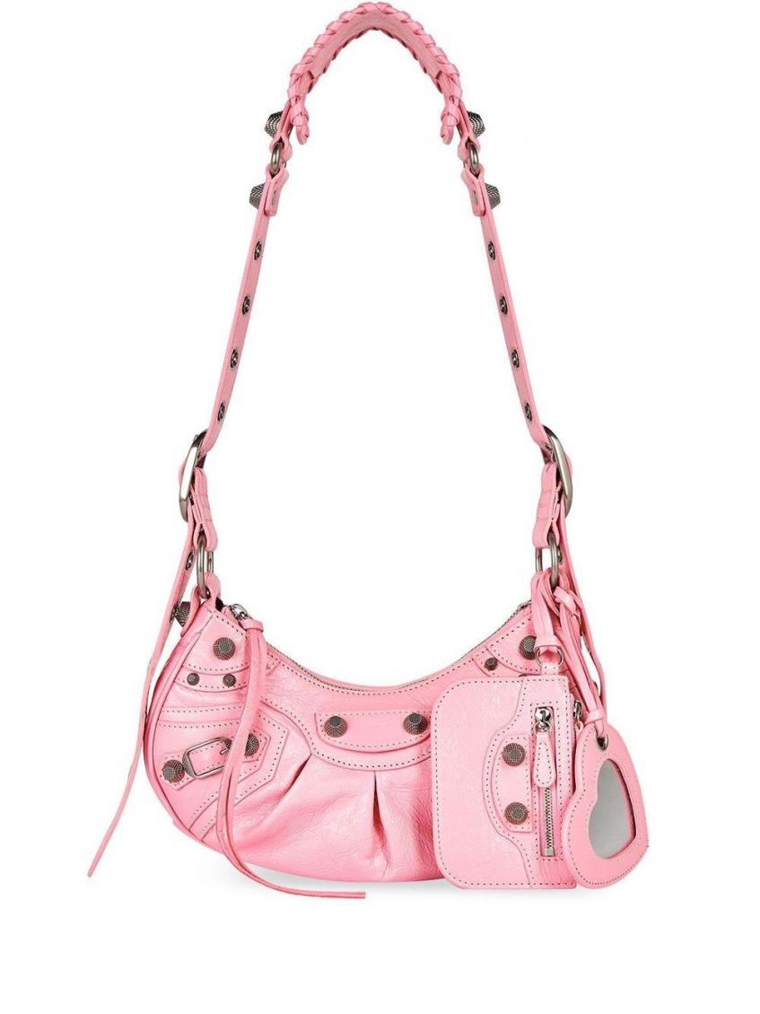 Balenciaga Le Cagole Xs Studded Shoulder Bag In Pink