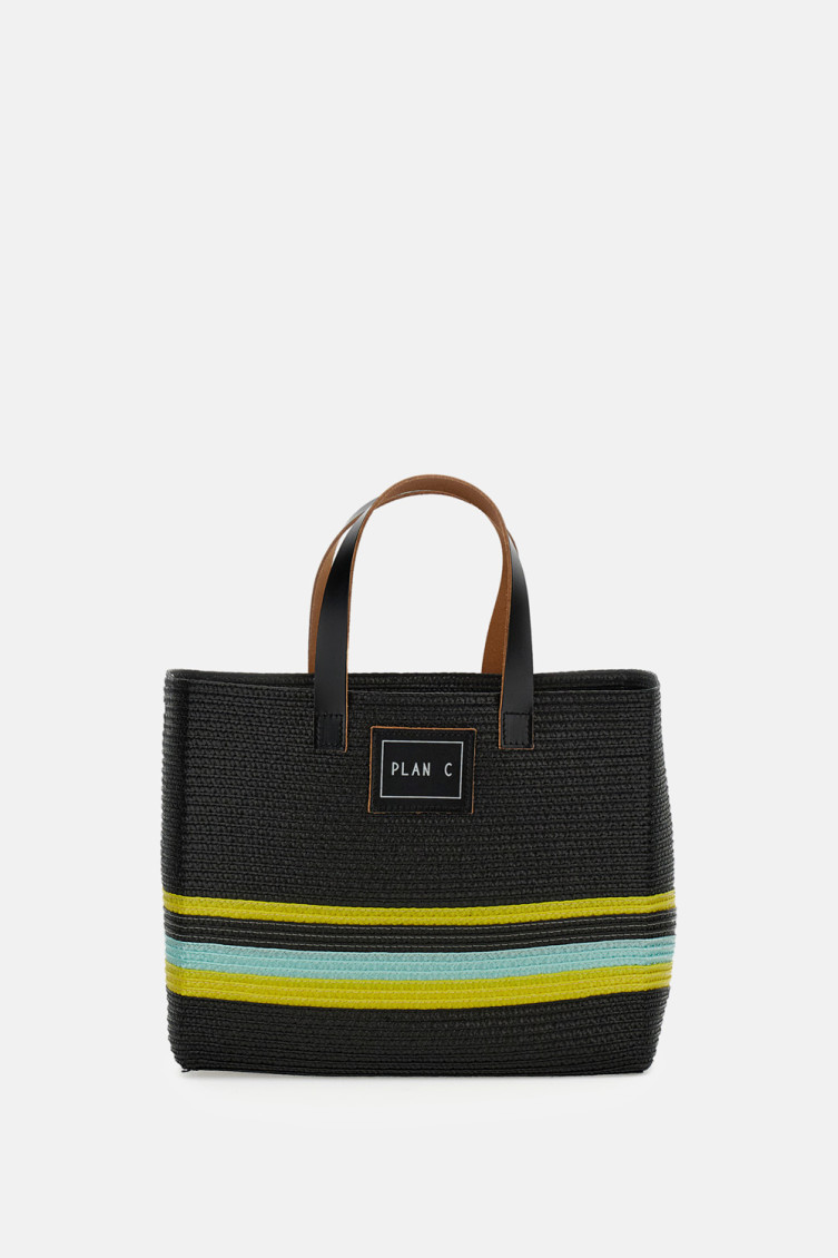 Plan C Black Logo Small Tote In Multi