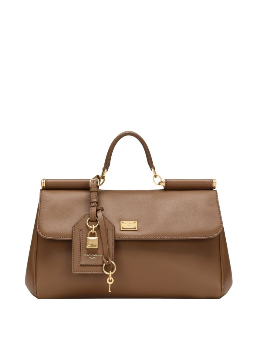 Dolce & Gabbana Handbag Soft Leather Padlock Detail In Neutral