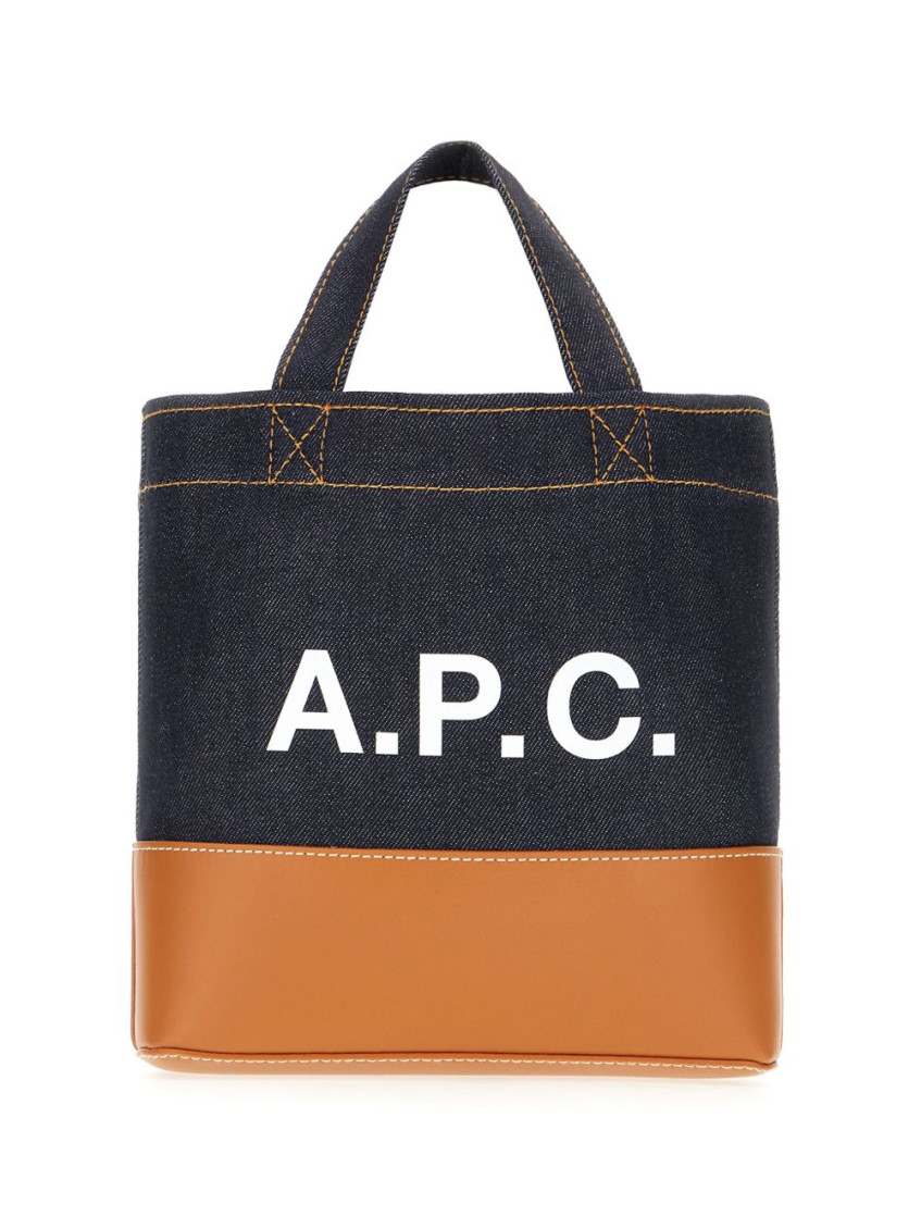 Apc A.p.c. Women Two-tone Denim And Leather Mini Axel Shopping Bag