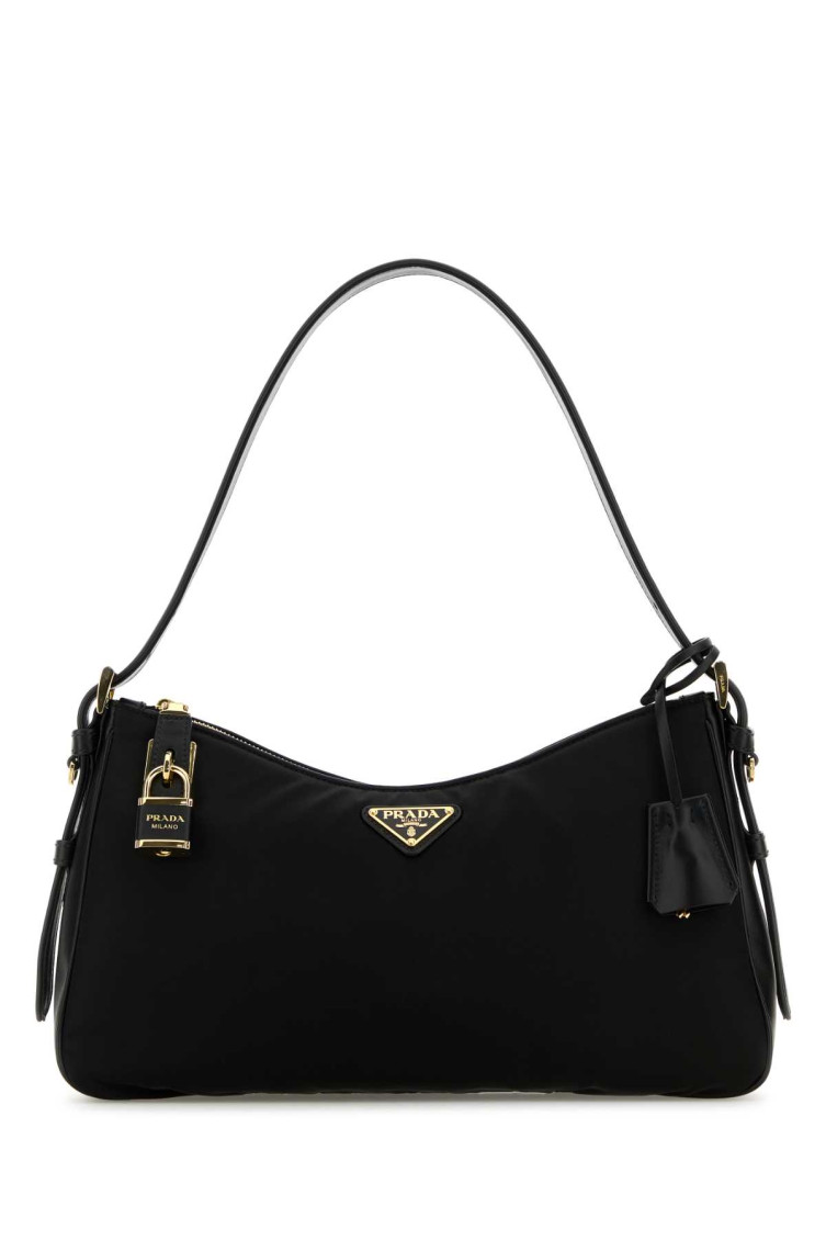 Prada Aimee Large Re-nylon And Leather Shoulder Bag With Padlock