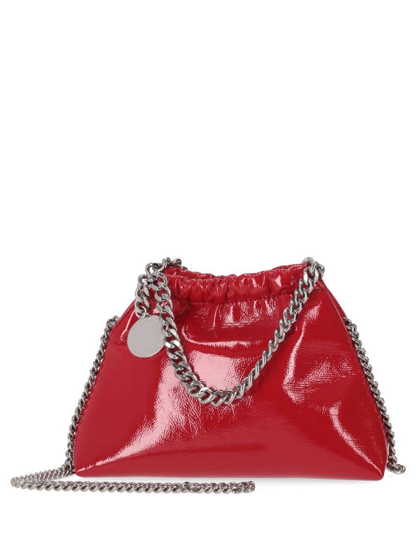 Stella Mccartney Falabella Mini Drawstring Bag Crinkled Patent Alter Mat In Red