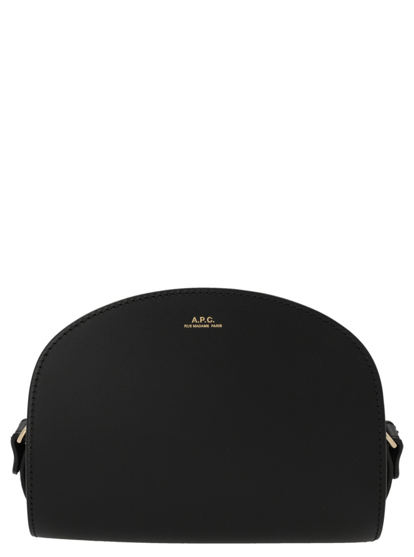 Apc A.p.c. Women Black Leather Mini Demi Lune Shoulder Bag In Black