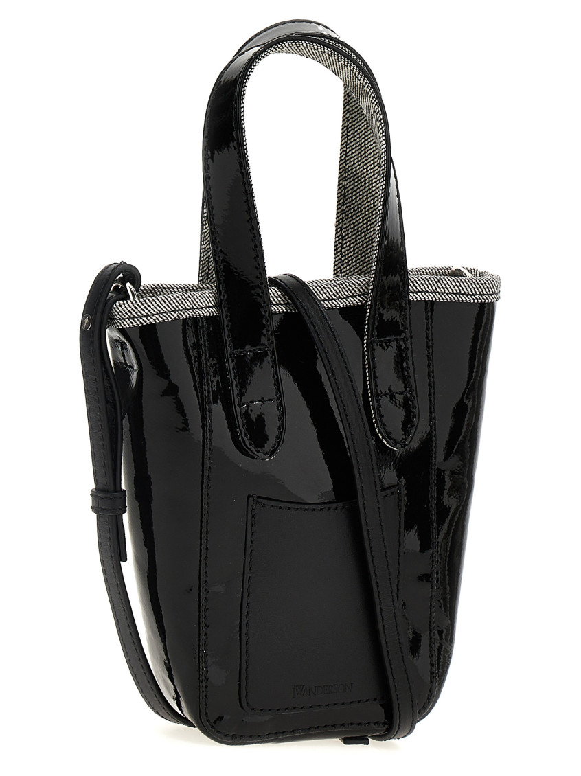 トートバッグ J W ANDERSON Mini Belt Tote Bag Black AC0380FA0391999 AC0380 J.W.Anderson Black mini Belt coated-denim tote bag for Women