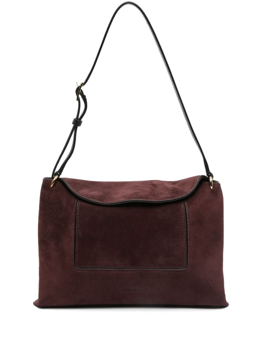 Wandler Maroon Suede Shoulder Bag In Burgundy