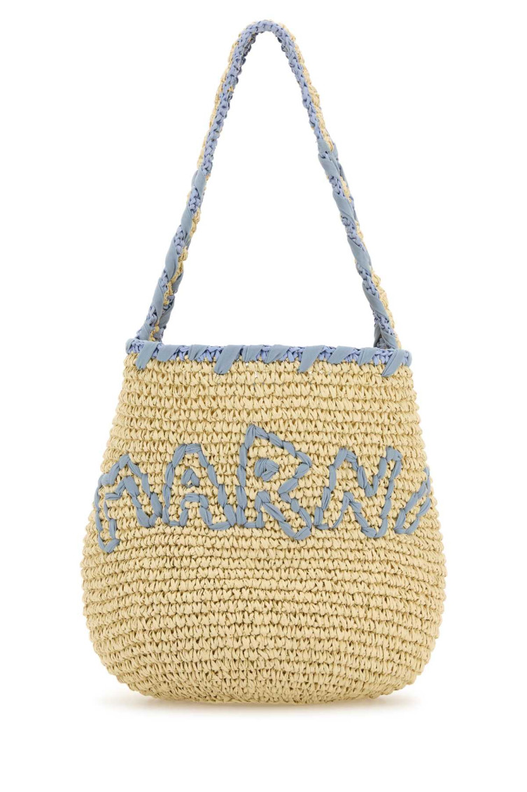 Marni Raffia Small Nassa Shoulder Bag In Brown