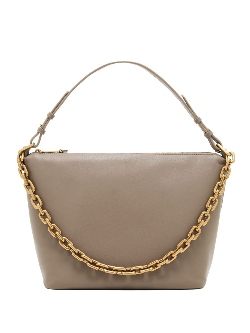 Emporio Armani Beige Leather Medium Hobo Bag In Neutral